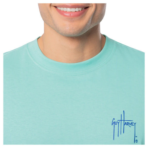 Guy Harvey Men's Blue Hawaiian Short Sleeve T-Shirt