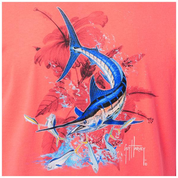Guy Harvey Men's Coral Marlin Springs Long Sleeve T-Shirt