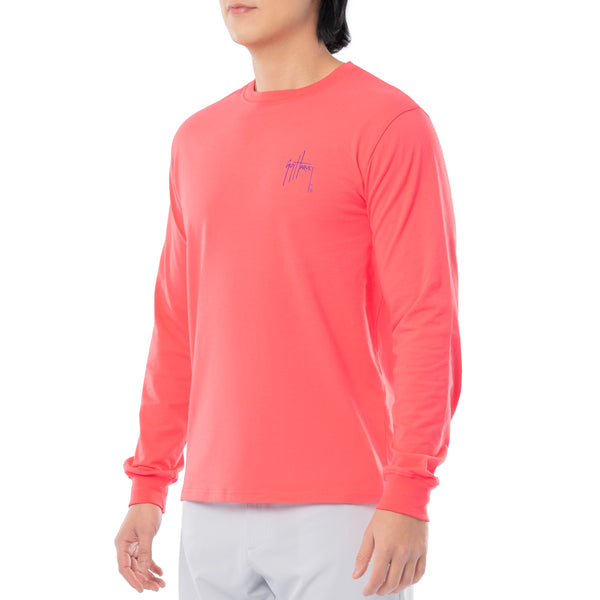 Guy Harvey Men's Coral Marlin Springs Long Sleeve T-Shirt