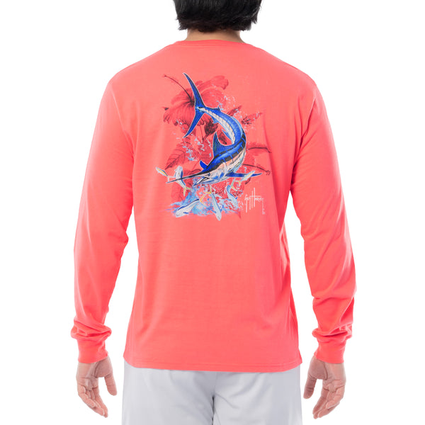 guy harvey Men's Coral Marlin Springs Long Sleeve T-Shirt
