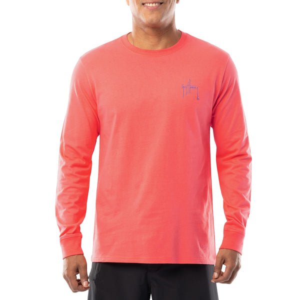 Guy Harvey Men's Crabfest Coral Long Sleeve T-Shirt