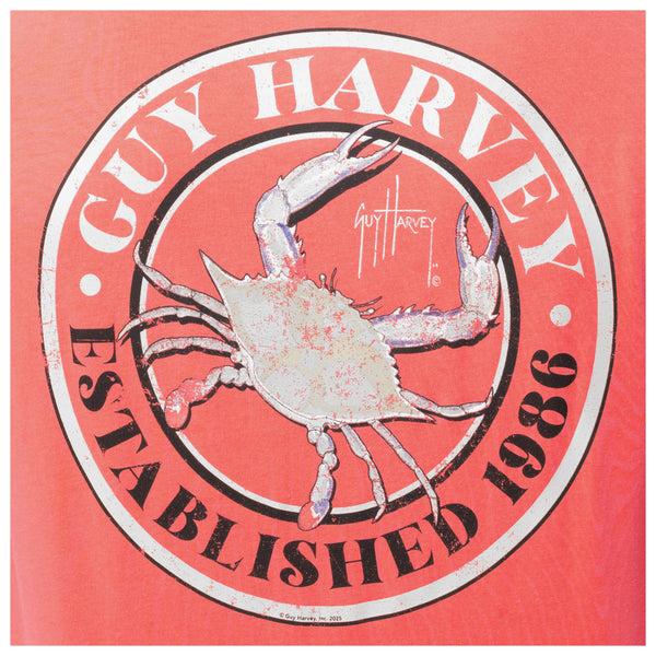Guy Harvey Men's Crabfest Coral Long Sleeve T-Shirt