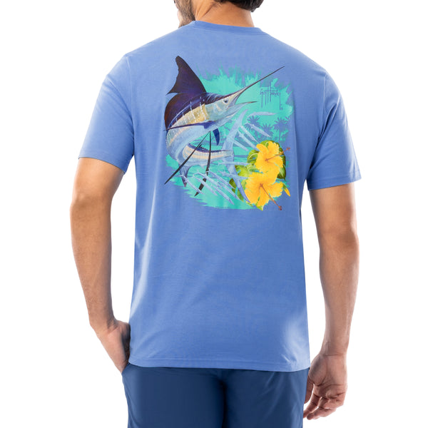guy harvey Men's Floral Sail Short Sleeve Pocket T-Shirt
