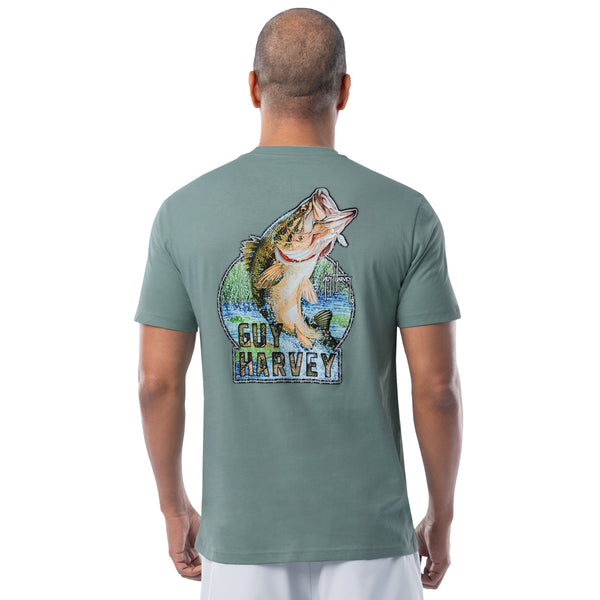 guy harvey Men's Freshwater Jumping Largemouth Bass Lightweight Tee