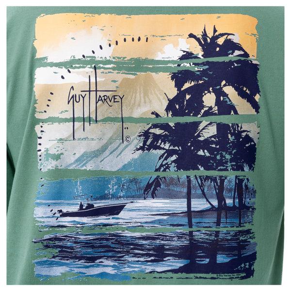 Guy Harvey Men's Green Horizon Short Sleeve T-Shirt