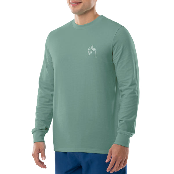Guy Harvey Men's Green Mahi Palms Long Sleeve T-Shirt