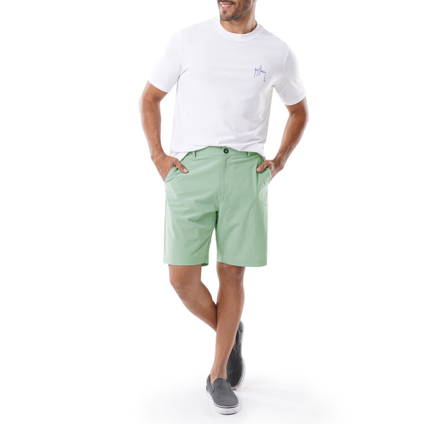 Guy Harvey Men's Green Performance Hybrid Short 4-Way Stretch