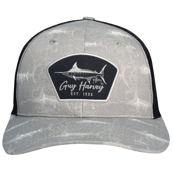 Guy Harvey Men's Grey Double Vision Sublimated Trucker Hat