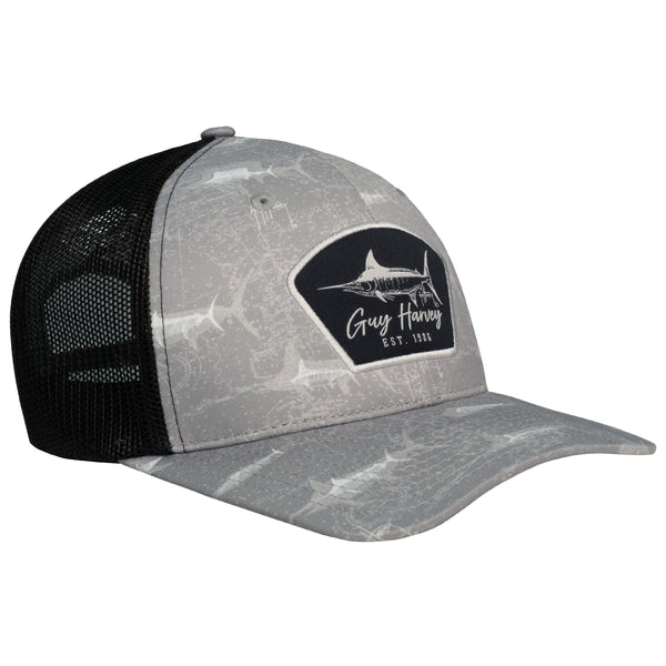 guy harvey Men's Grey Double Vision Sublimated Trucker Hat