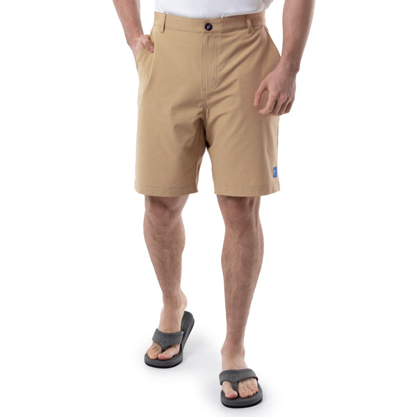 guy harvey Men's Khaki Performance Hybrid Short 4-Way Stretch