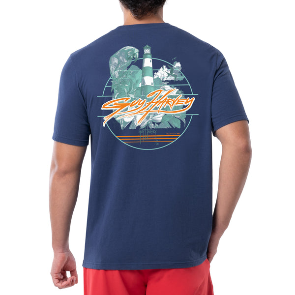 guy harvey Men's Lighthouse Short Sleeve Pocket T-Shirt