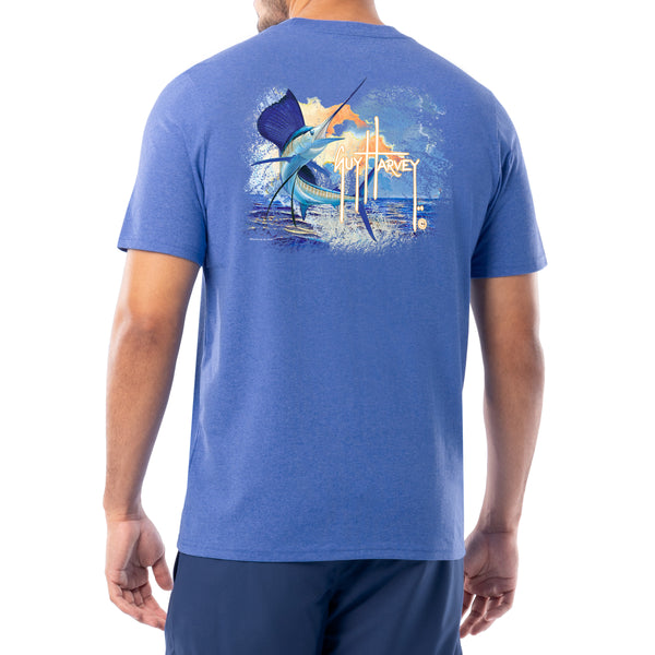 guy harvey Men's Marlin Sunset Threadcycled Short Sleeve T-Shirt