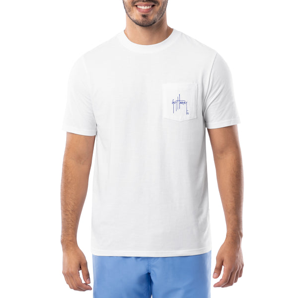 Guy Harvey Men's Palm Silos Short Sleeve Pocket T-Shirt