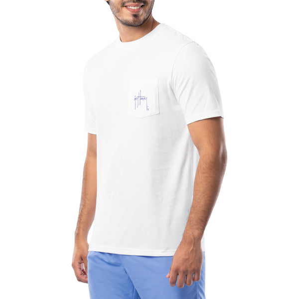 Guy Harvey Men's Palm Silos Short Sleeve Pocket T-Shirt