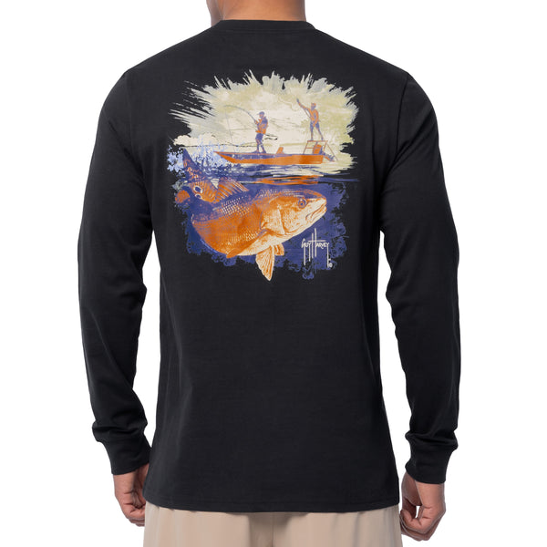 guy harvey Men's Redfish Tailing Long Sleeve T-Shirt