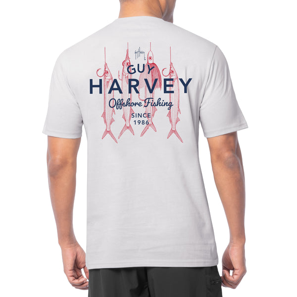 guy harvey Men's Rig Master Gray Short Sleeve Pocket T-Shirt
