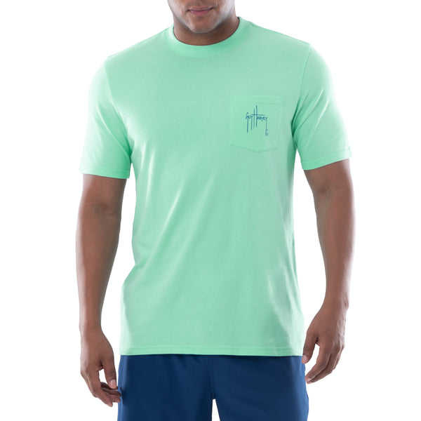 Guy Harvey Men's Short Sleeve Super Grand Slam Crew Neck Pocket T-Shirt