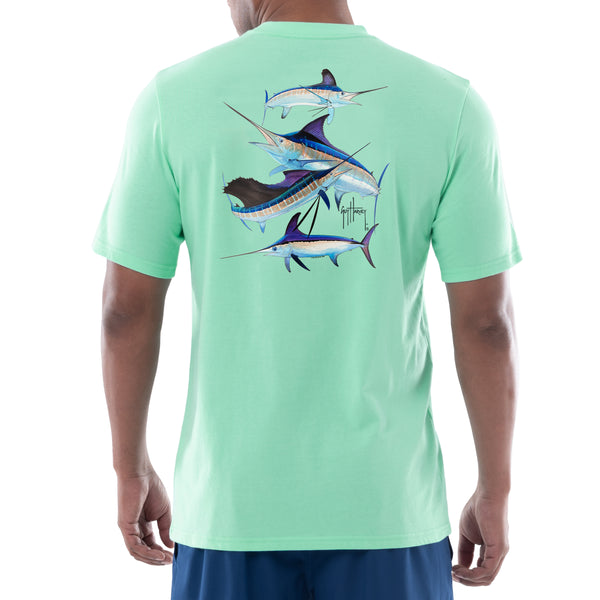 guy harvey Men's Short Sleeve Super Grand Slam Crew Neck Pocket T-Shirt