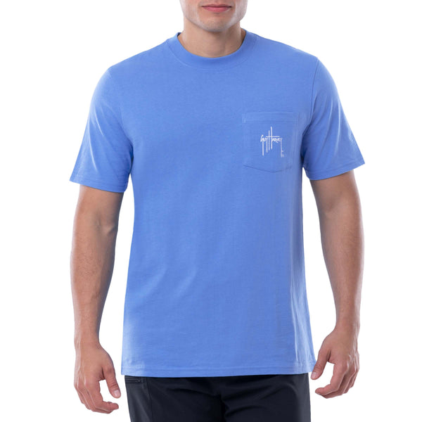Guy Harvey Men's Sketchy Blue Short Sleeve Pocket T-Shirt