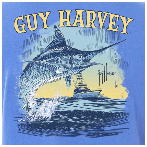 Guy Harvey Men's Sketchy Blue Short Sleeve Pocket T-Shirt