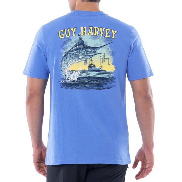 guy harvey Men's Sketchy Blue Short Sleeve Pocket T-Shirt