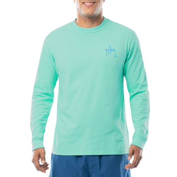Guy Harvey Men's Species Silos Green Long Sleeve T-Shirt