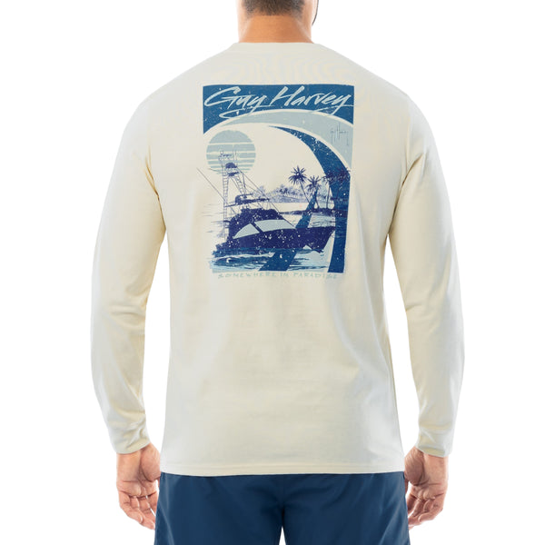 guy harvey Men's Sunset Paradise Long Sleeve T-Shirt