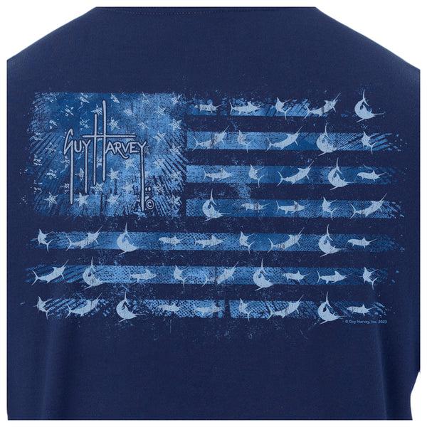Guy Harvey Men's Tonal USA Flag Long Sleeve T-Shirt