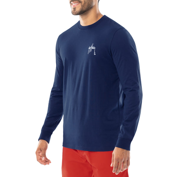 Guy Harvey Men's Tonal USA Flag Long Sleeve T-Shirt