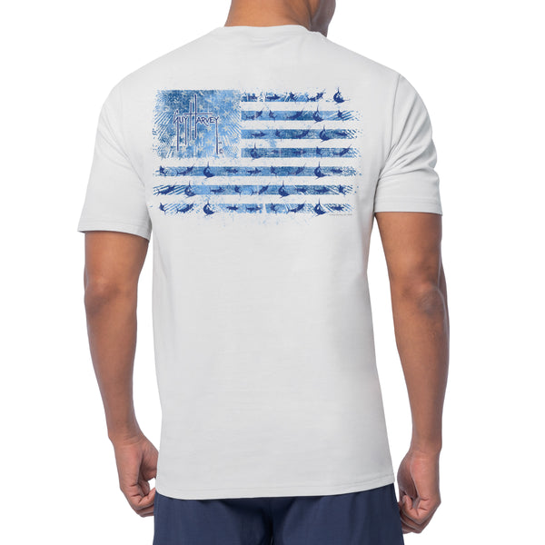 guy harvey Men's Tonal USA Gray Short Sleeve T-Shirt