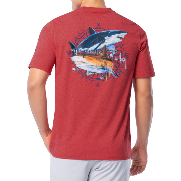 guy harvey Men's Vintage Sharks Short Sleeve Threadcycled T-Shirt