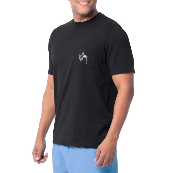 Guy Harvey Men's White Night Short Sleeve Pocket T-Shirt