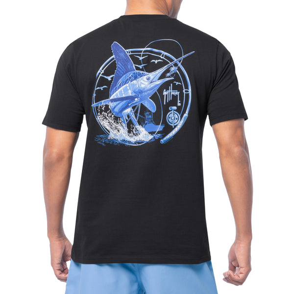 guy harvey Men's White Night Short Sleeve Pocket T-Shirt