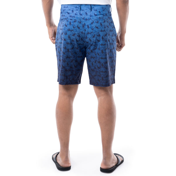 Guy Harvey Mens 9" Marlin Seas Printed Hybrid Performance Short