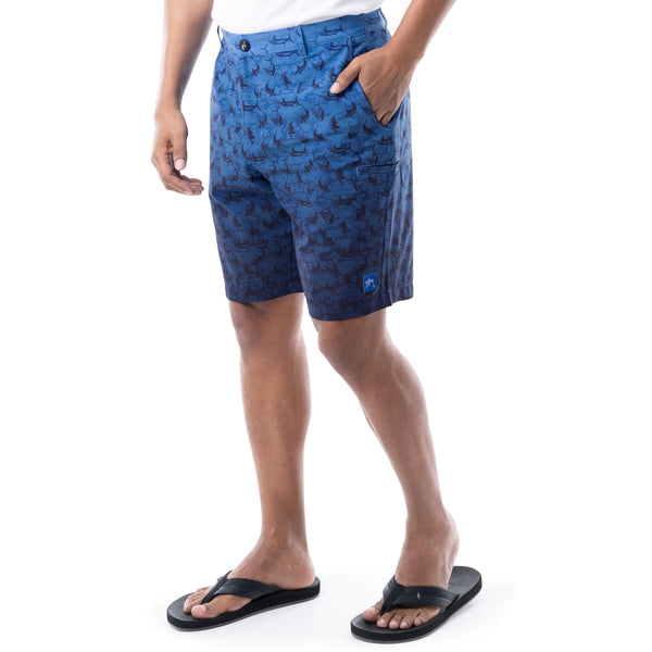 Guy Harvey Mens 9" Marlin Seas Printed Hybrid Performance Short