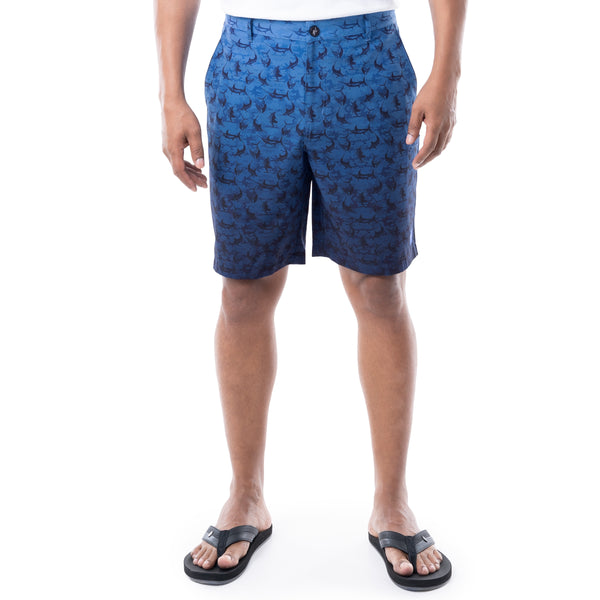 guy harvey Mens 9" Marlin Seas Printed Hybrid Performance Short
