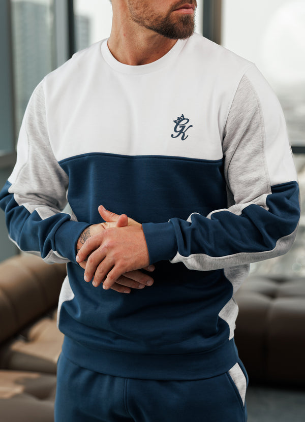 Gym King Contrast Panel Crew Moonlight Blue/Snow Marl