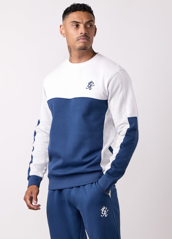 Gym King Contrast Panel Crew Moonlight Blue/Snow Marl