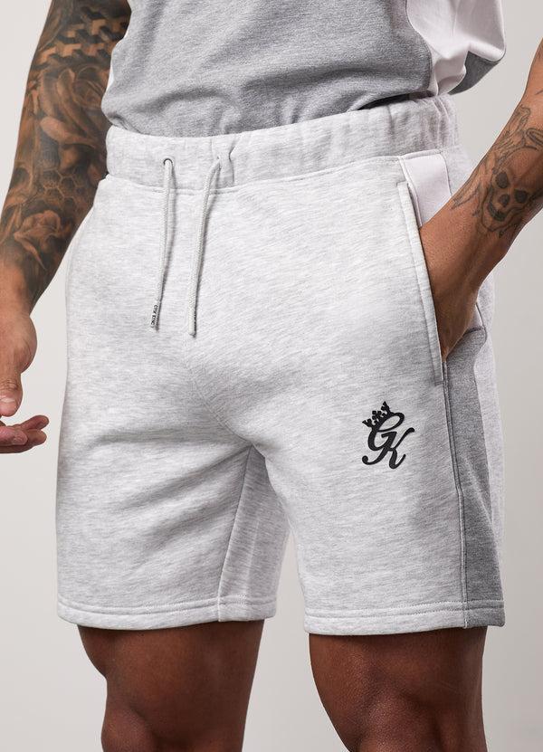Gym King Contrast Panel Fleece Short Snow Marl/Light Grey/White
