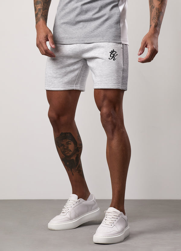 Gym King Contrast Panel Fleece Short Snow Marl/Light Grey/White
