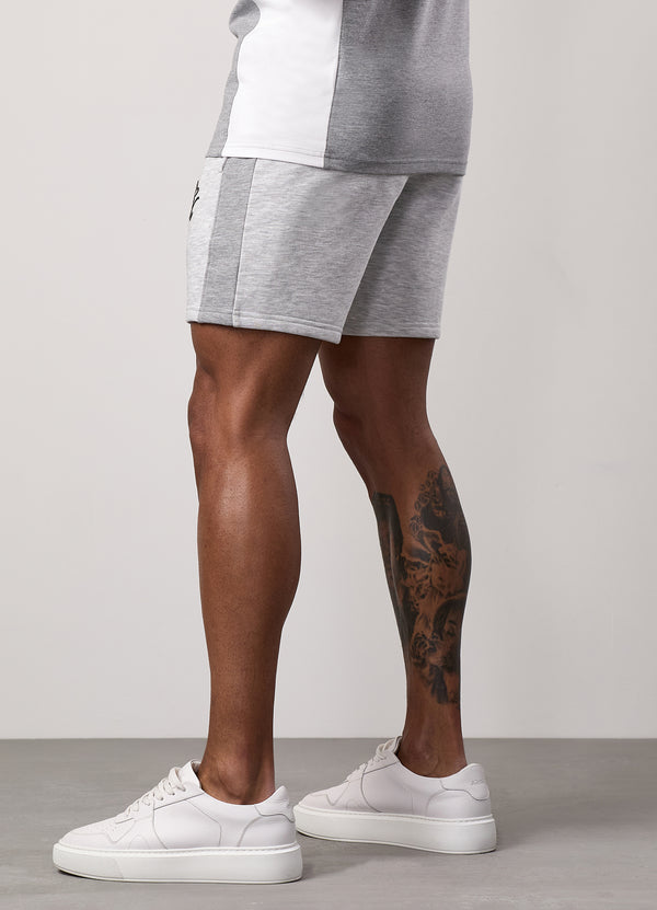 Gym King Contrast Panel Fleece Short Snow Marl/Light Grey/White