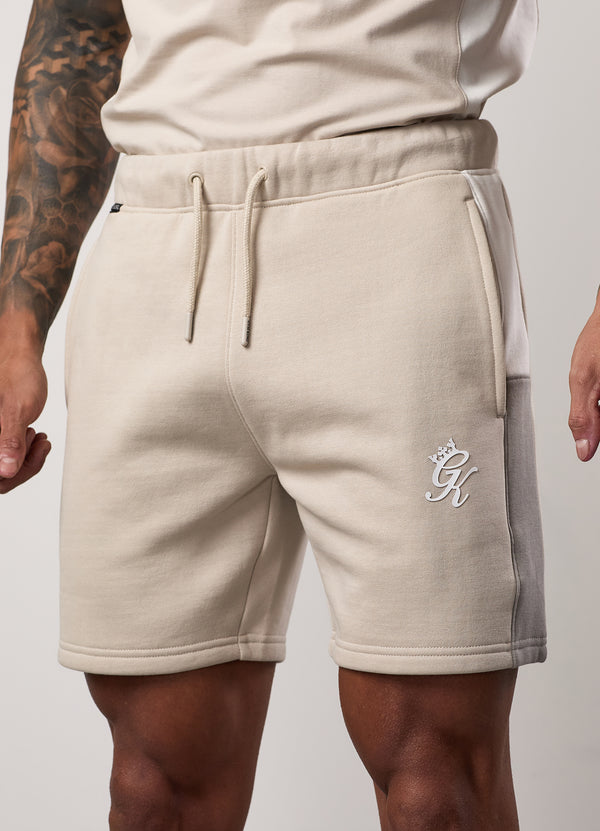 Gym King Contrast Panel Fleece Short Taupe/Light Stone/White