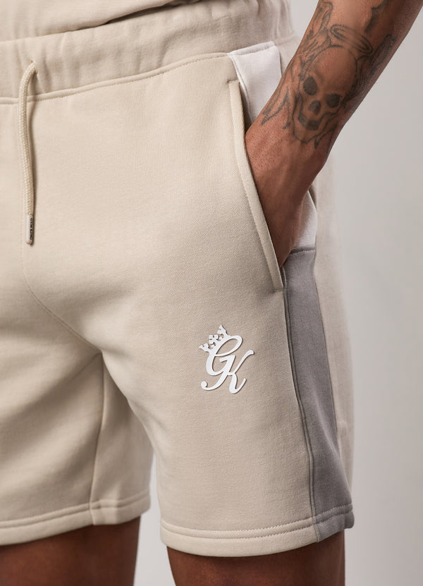 Gym King Contrast Panel Fleece Short Taupe/Light Stone/White