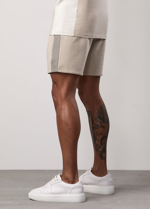 Gym King Contrast Panel Fleece Short Taupe/Light Stone/White