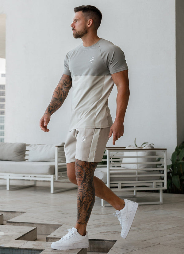 gym king Contrast Panel Fleece Short Taupe/Light Stone/White