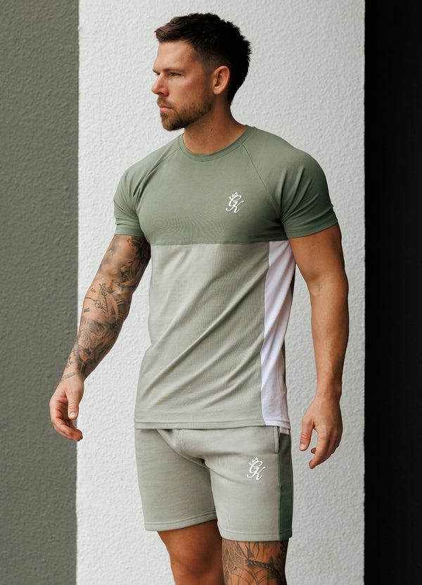 Gym King Contrast Panel Short Fern Green/Soft Khaki/White