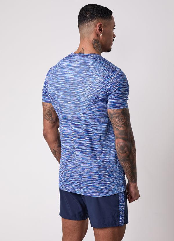 Gym King Energy Seamless Space Dye Tee Galactic Blue Multi