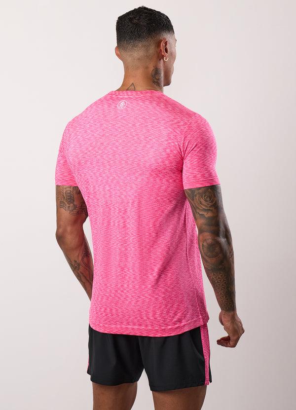 Gym King Energy Seamless Space Dye Tee Hot Pink Multi