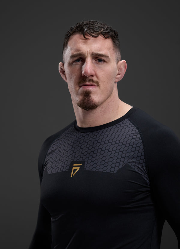 Gym King Fight Division Combat Long Sleeve Rash Guard Black