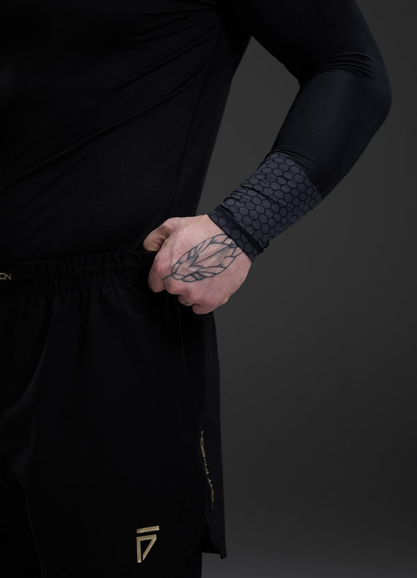 Gym King Fight Division Combat Long Sleeve Rash Guard Black